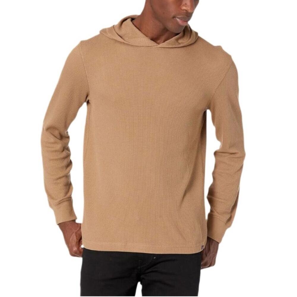 Faherty Legend Chestnut Brown Waffle Knit Hoodie Pullover Sweater Sweatshirt L